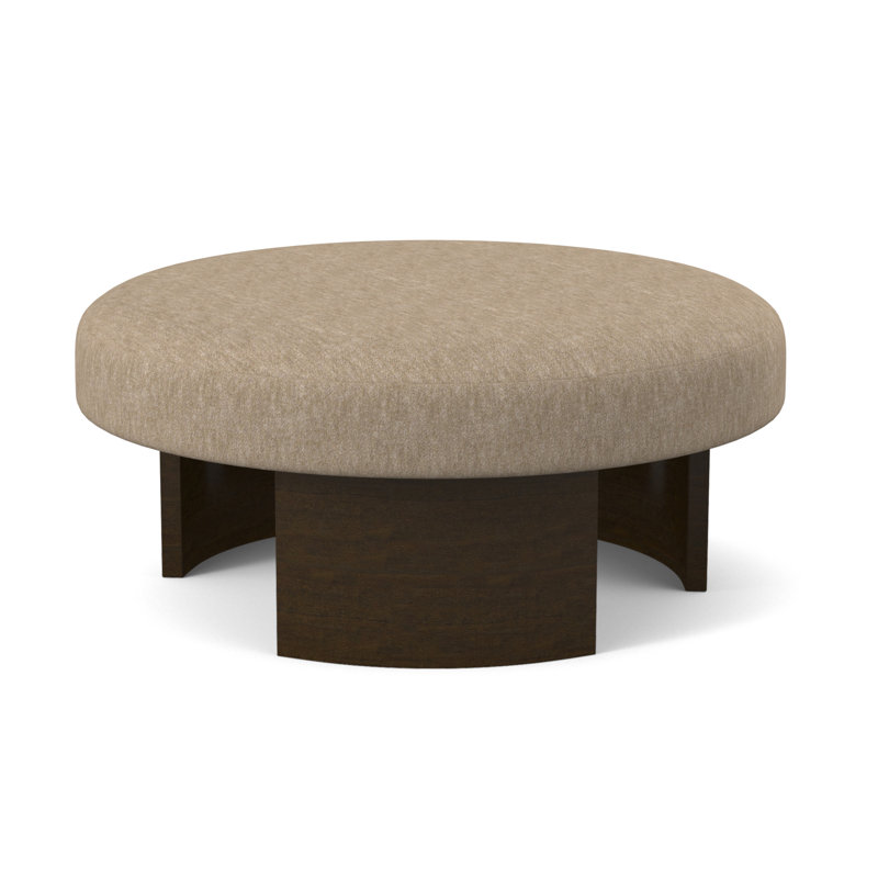 Eclipse Round Ottoman, American Walnut, Venice Ivory 100% Polyester