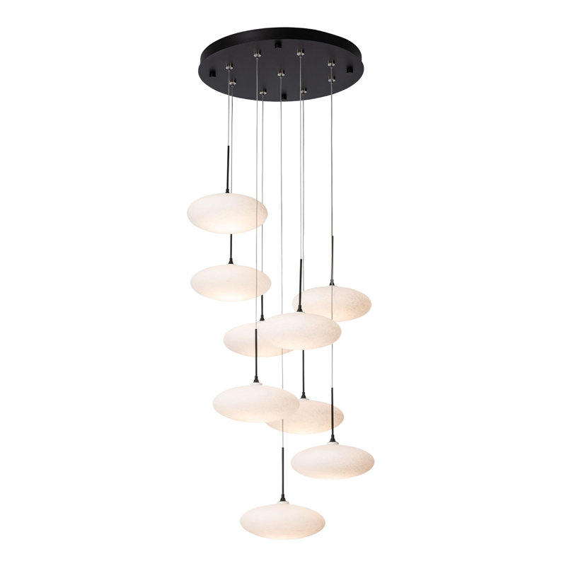 Clouds 9-Light Pendant - Black - Long Overall Height, 75", Black