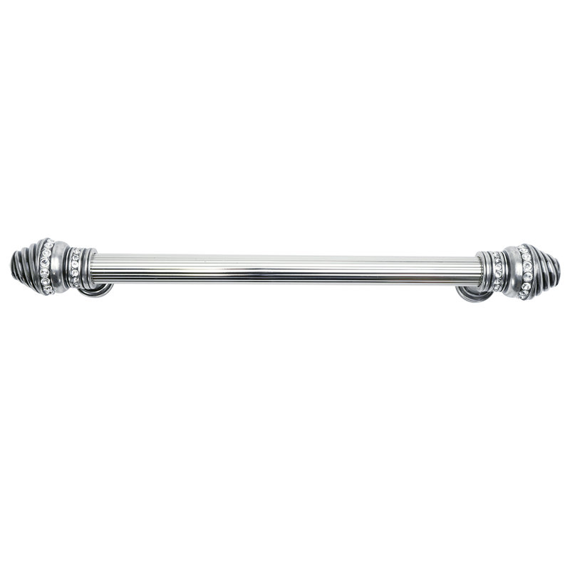 Cache multi-crystals large ends; 22 inch center to center appliance/long pull; 3/4 reeded bar; decorated with swarovski crystals in finish Chalice