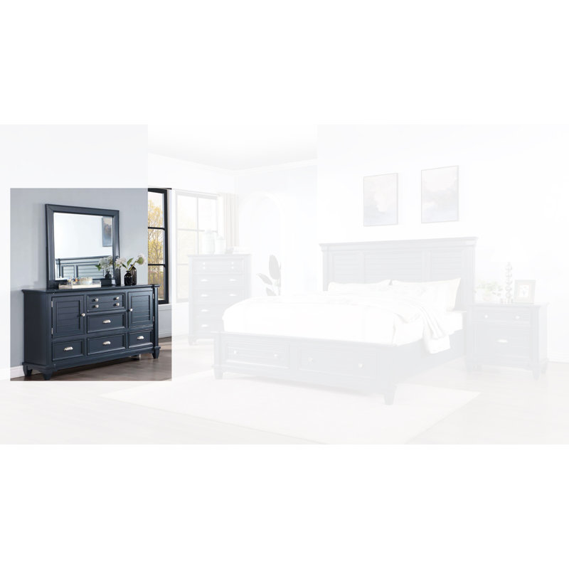 Commode 5 tiroirs avec miroir Glenston