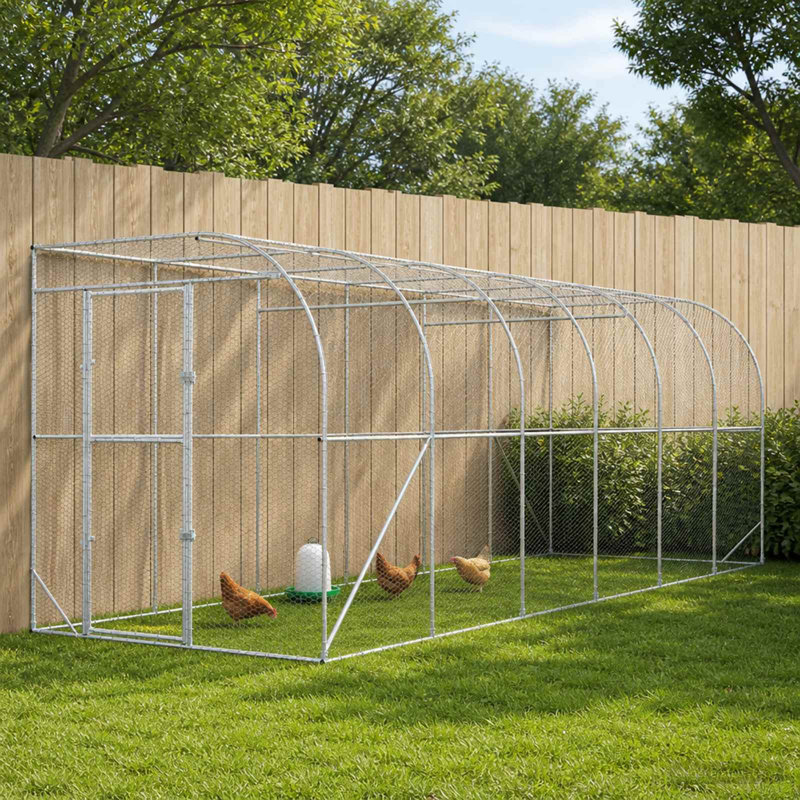 Poulailler argenté 236,22 po x 59,06 po x 84,65 po, 84.65" H x 314.96" W x 39.37" D
