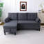 Canapé modulaire à méridienne réversible en L avec rangement - Coton-lin, gris foncé, prêt pour le bureau et un appartement-858333773