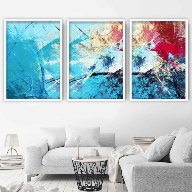 Spring Sunrise - 3 Piece Single Picture Frame Painting, 43cm H x 33cm W , White Framed