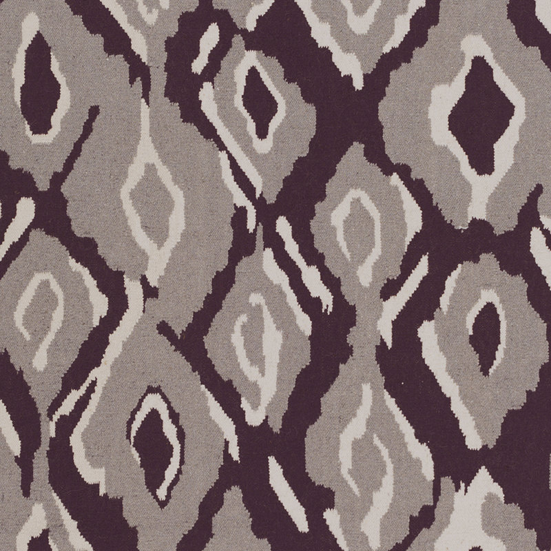 Tapis de couleur mauve vif/taupe à de laine handwoven à tissage plat Mann, Rectangle 2 pi x 3 pi