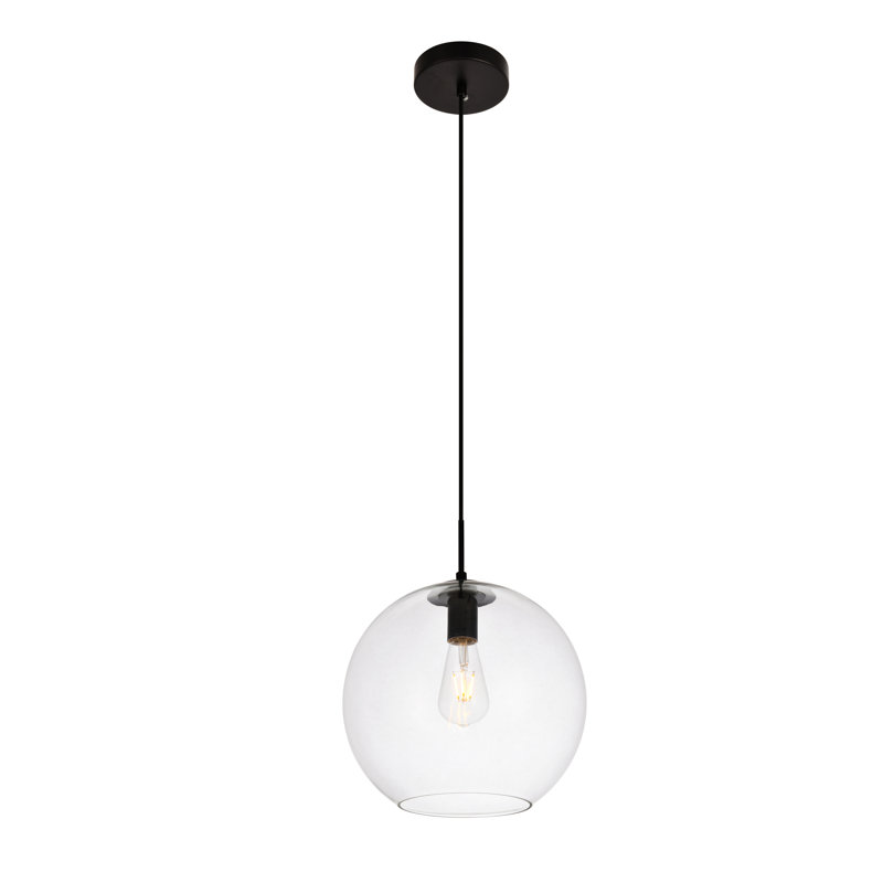 Luminaire suspendu sphérique réglable 1 lumière Rincon avec verre soufflé à la main , H 71 po x l 11,8 po x P 11,8 po