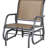 Swing Glider Chair - Metal And Breathable Fabric, Suited For Enhancing Garden, Poolside, Backyard, Balcony Mesh Porch With Frame Garden Brown Version