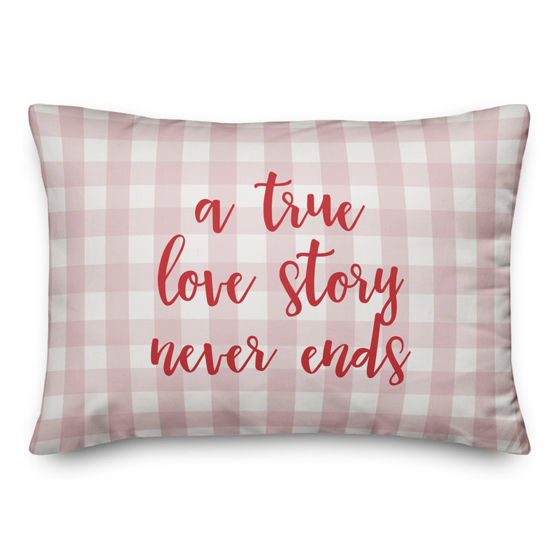  Coussin décoratif "A True Love Story Never Ends", Rouge / rose