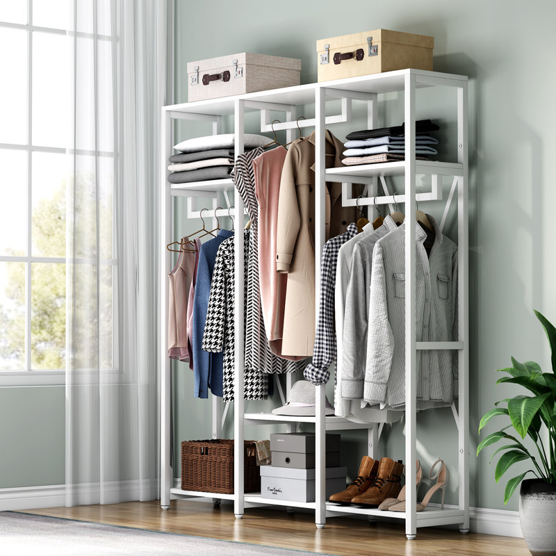 Organisateur de garde-robe autoportant 59,05 po, Blanc