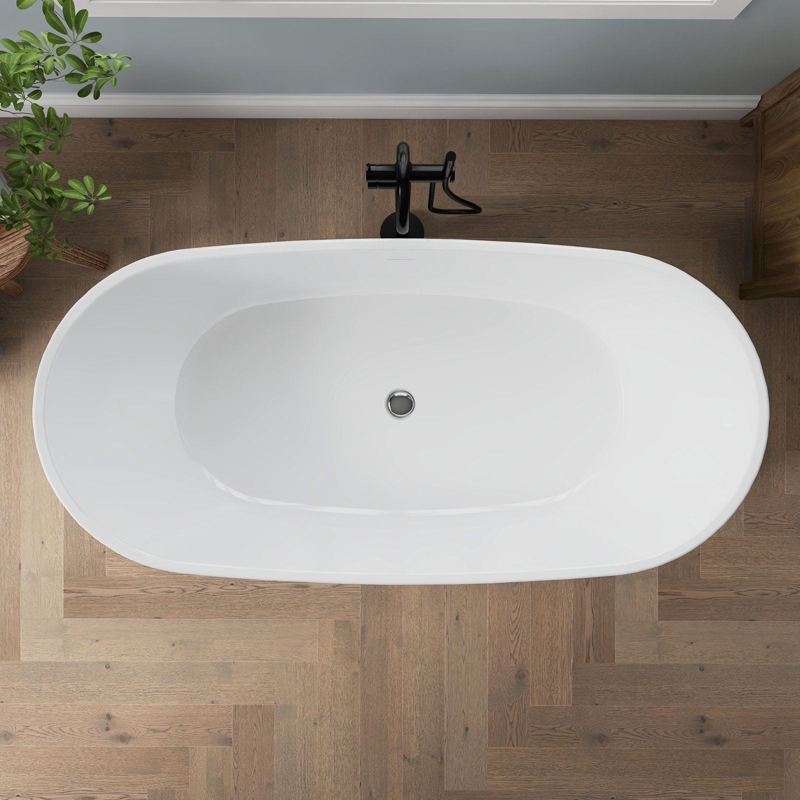 Tidal 65" Freestanding Soaking Acrylic Bathtub