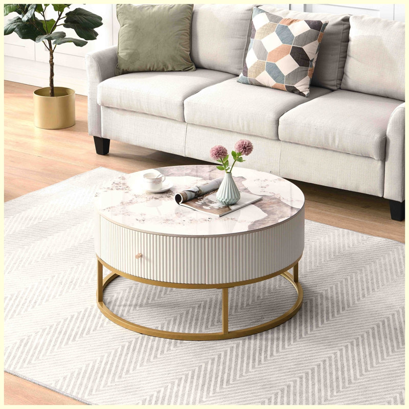 Table basse ronde moderne avec tiroirs pour le salon
