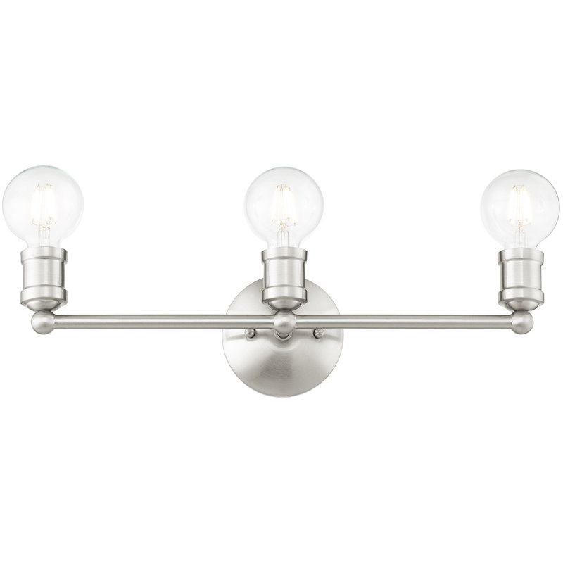 Éclairage pour meuble-lavabo moderne 20,25 po | Luminaire à 3 lumières | Matériau de base en acier., Nickel brossé