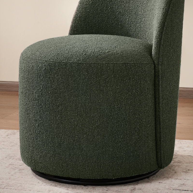 Upholstered Fully Assembled Swivel Dining Chair, Boucle Green