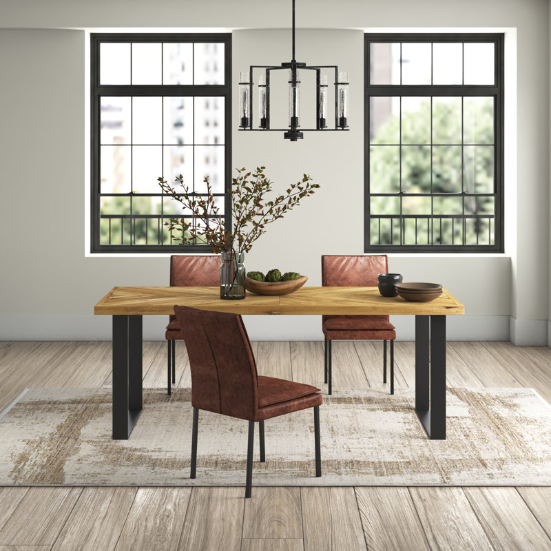 Tyree Oak Metal Base Dining Table, Natural, H75 x L160 x W80cm