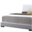 Lit pour grand lit à DEL, conception en cuir synthétique blanc, pieds droits, finition de tête de lit ultrabrillante, rails rembourrés et profil bas, 3 lattes pour plus de stabilité, charge de 660 lb, hauteur de lit de 49 po avec,