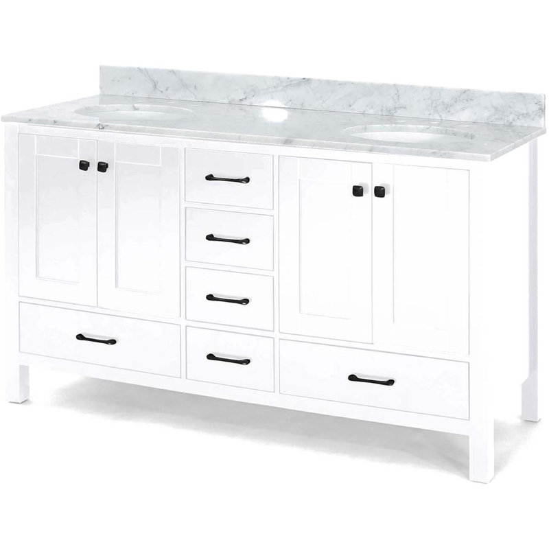 Meuble-lavabo avec plateau Gennara, Blanc