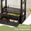 Organisateur de comptoir de salle de bain en bambou, organisateur de maquillage à 2 niveaux avec 2 tiroirs, rangement pour coiffeuse, coin café/matcha, étagère compacte pour salle de bain, cuisine ou bureau, noir-218860460