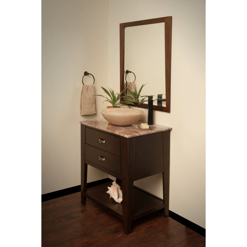 Novatto 17'' Polished Beige Travertine Stone Circular Bathroom Sink with Faucet