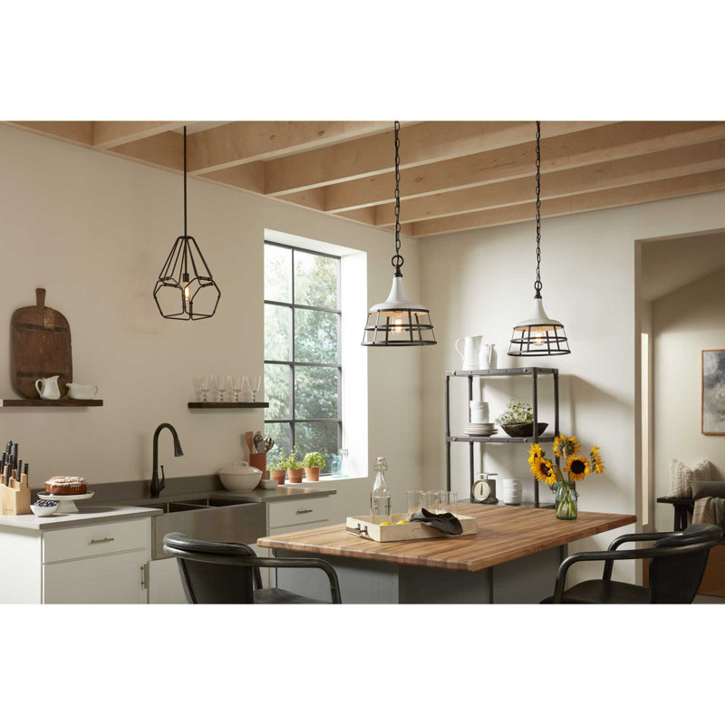 Holley 1 - Light Single Pendant, White/Black