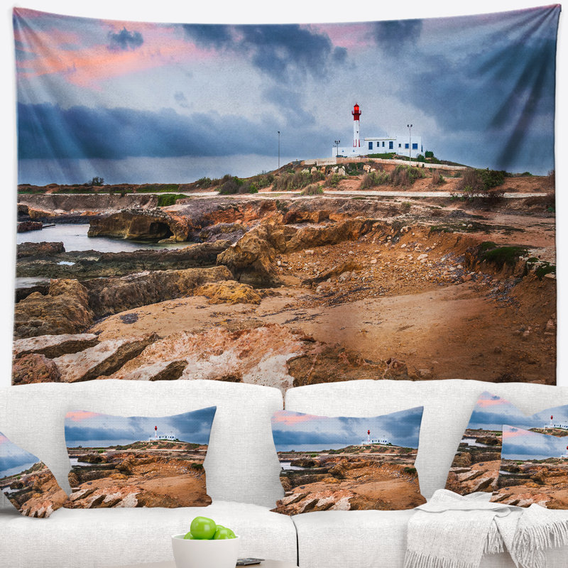 Tapisserie phare sur les rochers Schafer, H 50 po x l 60 po