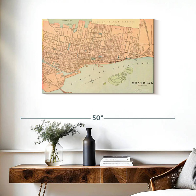 Map Of Montreal, 24" H x 36" W
