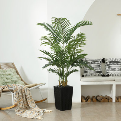 Palmier artificiel Aliza résistant aux rayons UV, palmier artificiel avec base décorative pour l'intérieur et l'extérieur