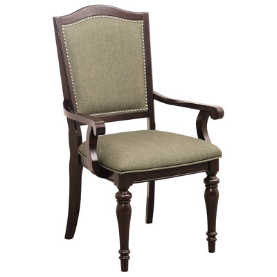 Fauteuil de 2 places en cerisier foncé, siège et dossier rembourrés en tissu, garniture cloutée, chaises en bois avec accoudoirs pour dossier dynamique 2, sièges attrayants
