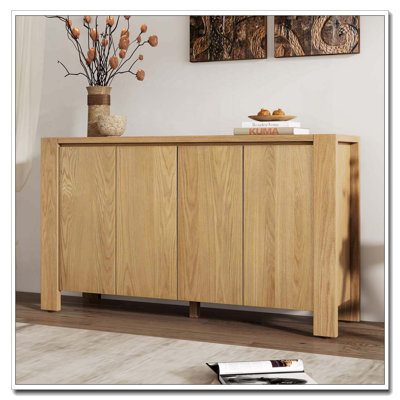 4-Door Sideboard with Oak Veneer and Adjustable Shelves