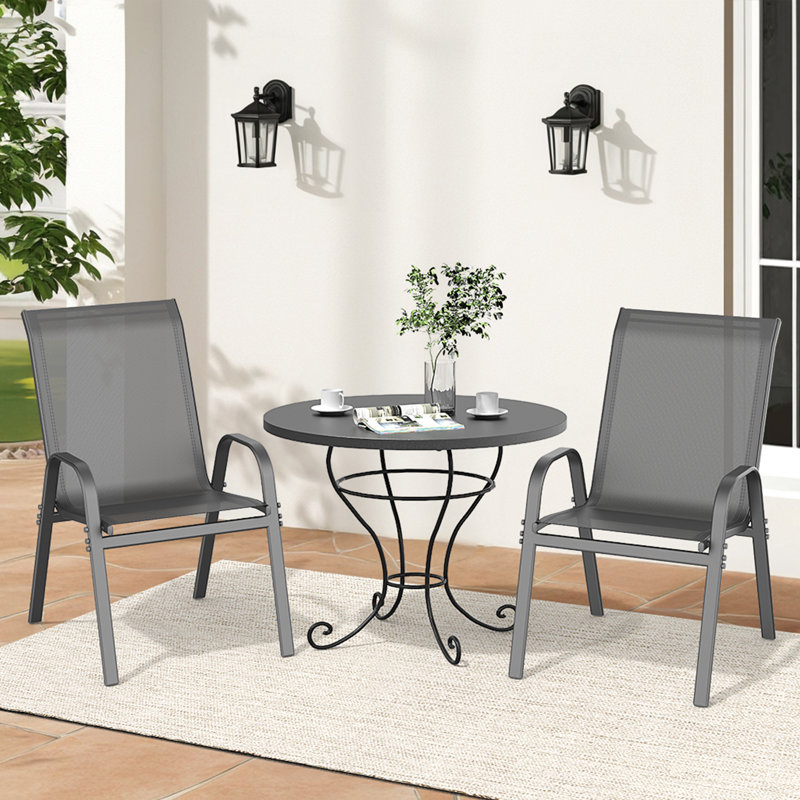 Ensemble de 2 chaises de patio empilables Wittig, Gris, Gris