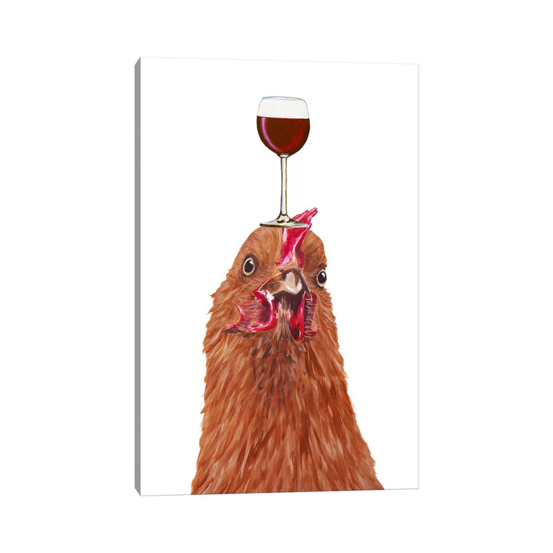 Hen With Wineglass by Coco De Paris - Wrapped Canvas Print, 66.04 cm H x 45.72 cm W x 3.175 cm D