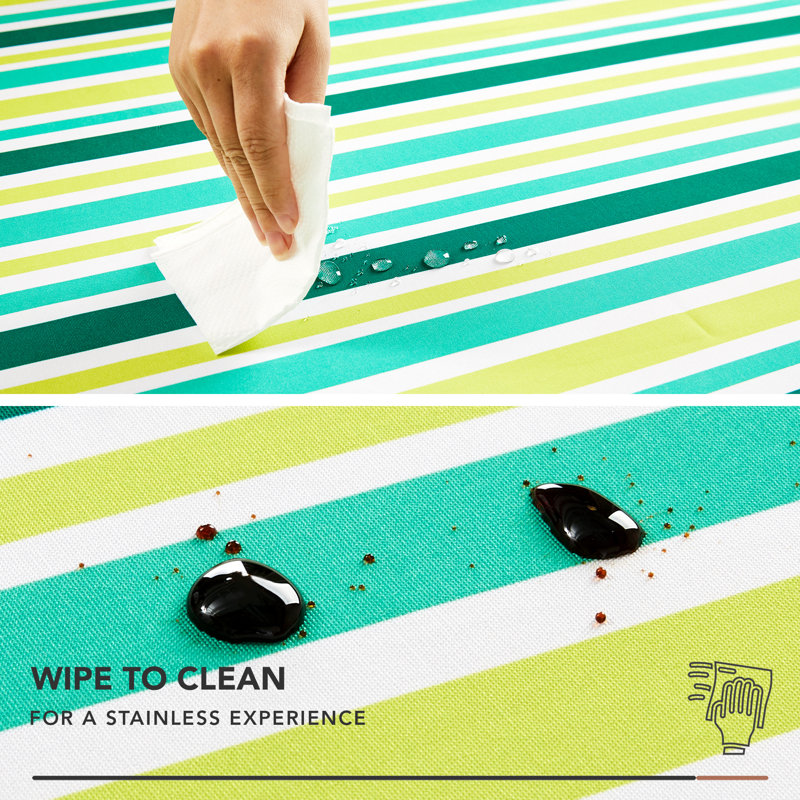 Waterproof Polyester Tablecloth with Three Striped Patterns, 84” L x 60” W
