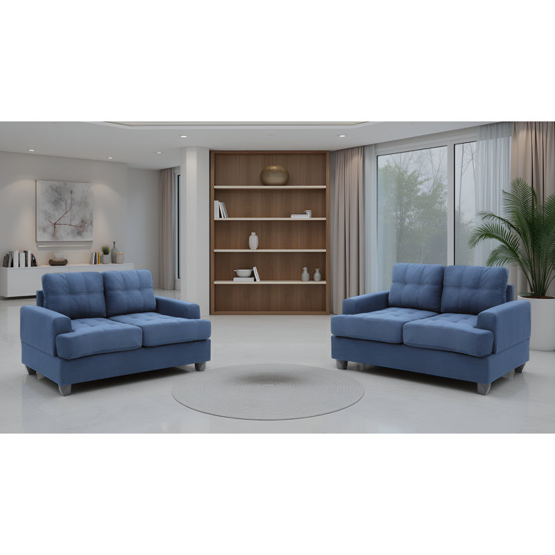 Dijon Navy Blue Loveseat Set Of 2, Navy Blue