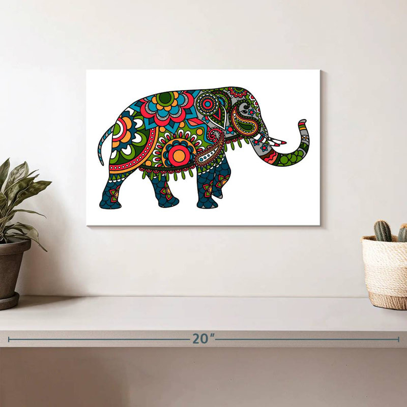 Éléphant floral Doodle, H 8 po x l 12 po