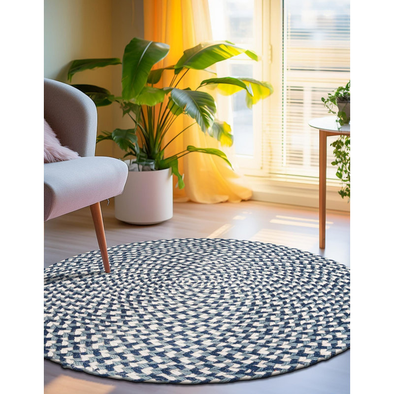Tapis contemporain bleu Aideen, Rond 2 pi