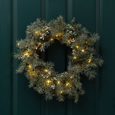 40cm Faux Natural Feel Wreath with lights