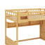Grand lit mezzanine en bois avec escalier et garde-robe, tablettes de rangement et espace sous le lit-946739585