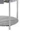 Élégante table de bout grise brillante avec pieds et tablettes en métal