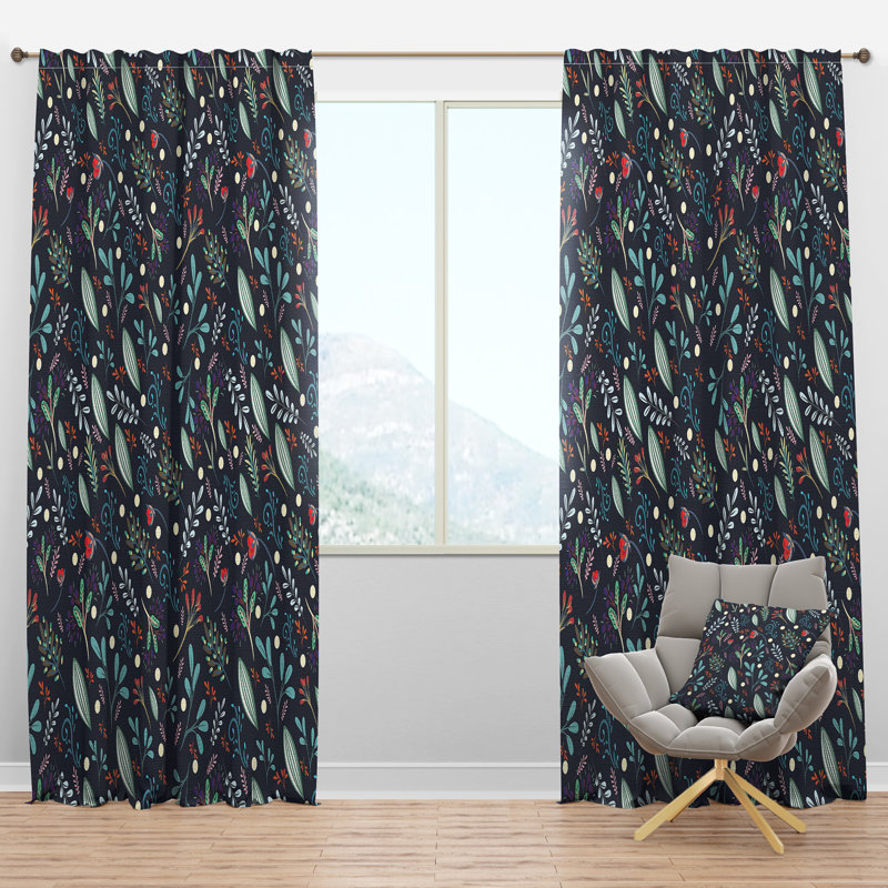 Rideau simple semi-transparent avec passe-tringle Sparkling Forest Leaves, l 52 po x L 120 po