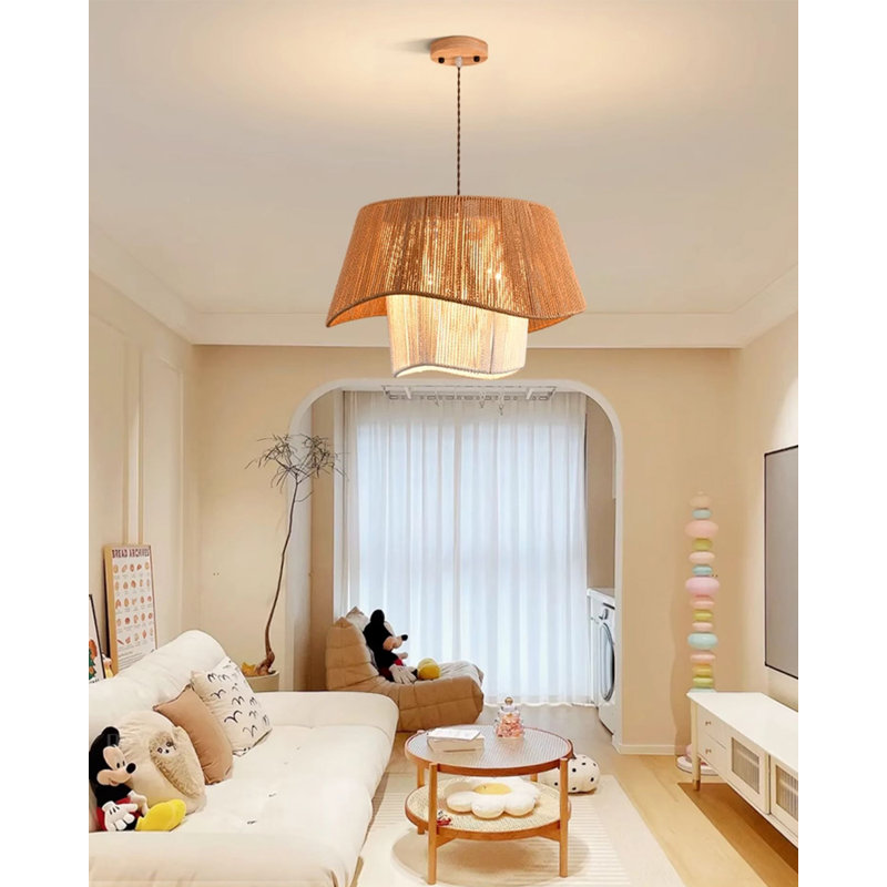 Plafonnier moderne en tissu tissé minimaliste, H 14,17 po x l 23,62 po x P 23,62 po