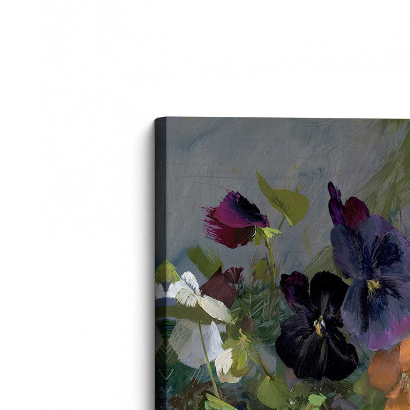 Arrangement de pensée vive roulé, H 12 po x l 18 po x P 1,25 po, Toile tendue