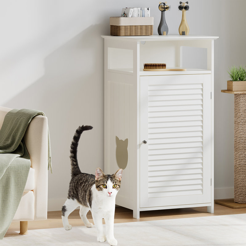 Enceinte de litière en bois pour chat