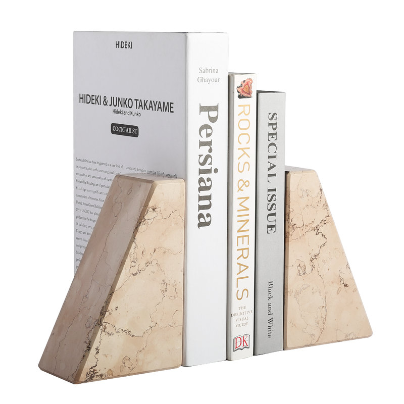 Serre-livres en marbre (ensemble de 2), Beige, H 2,34 po x l 5,93 po x P 3,98 po
