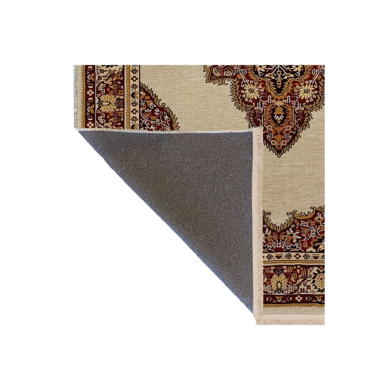 Tapis lavable décoratif multicolore orange et orange, Sous-tapis rectangulaire 2 pi 4 po x 3 pi 11 po