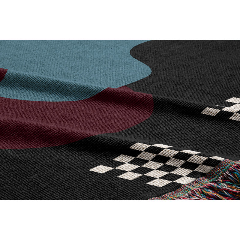 Midcentury Checkered Print 100% Cotton Woven Throw, 52" L x 37" W