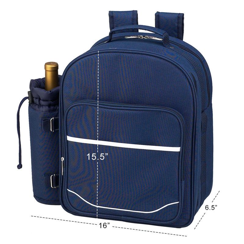 Trellis Blue Polycanvas Picnic Backpack with Wine Holder