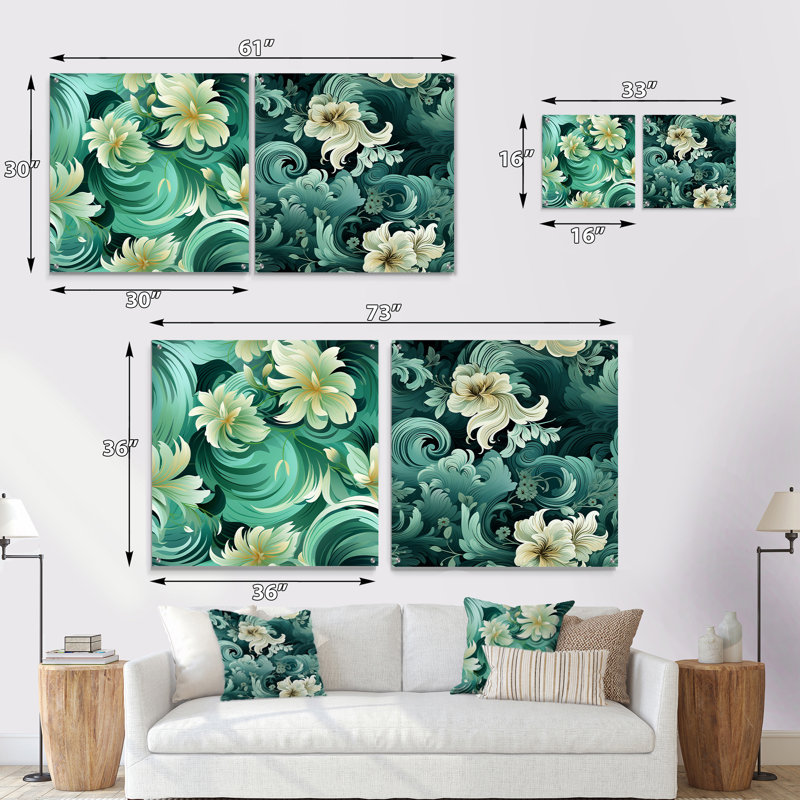 Petrick - Ensemble de 2 art mural en verre acrylique, H 16 po x l 33 po