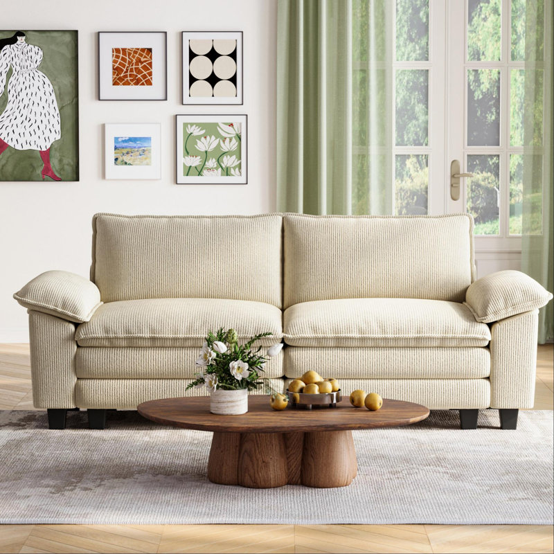 Canapé modulaire rembourré 90 po Colbey, Beige, H 34,64 po x l 89,76 po x P 34,64 po