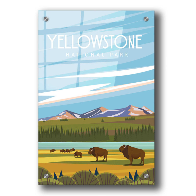 «Yellowstone National Park» par Arctic Frame Studio, art mural en verre acrylique, H 36 po x l 24 po x P 0,2 po