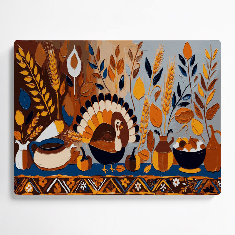 Art mural en métal brun de l'Action de grâce de style scandinave brun, H 8 po x l 10 po x P 0,05 po