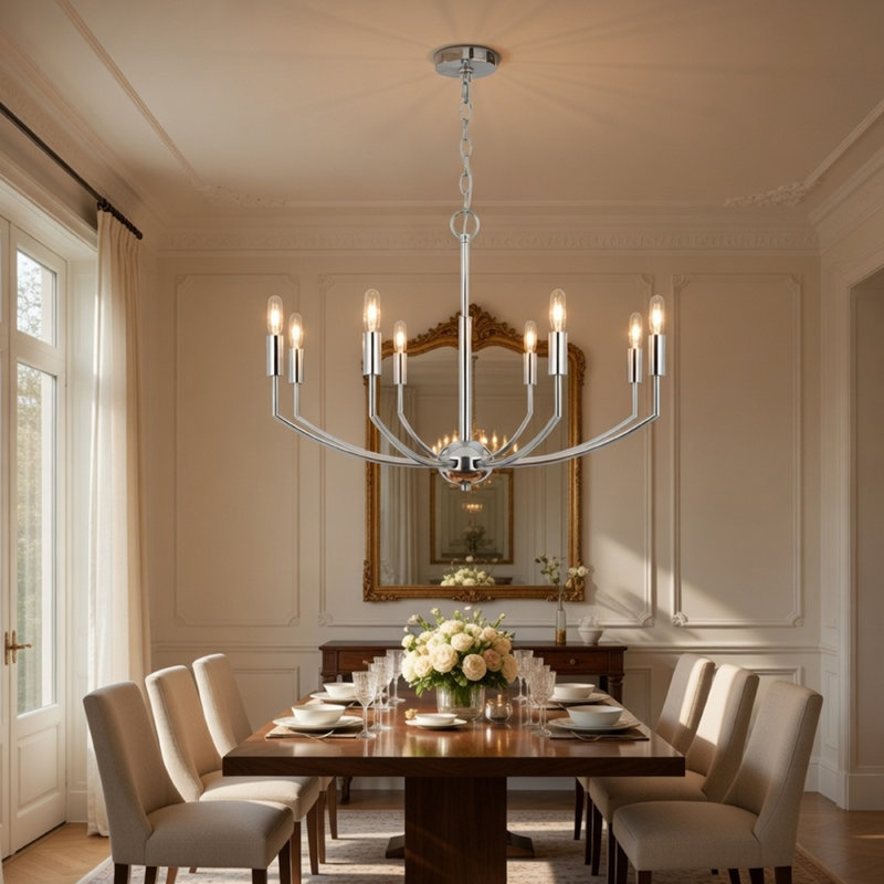 Lustre candélabre 8 lumières Kera, H 19 po x l 30 po x P 30 po, 8 lumières