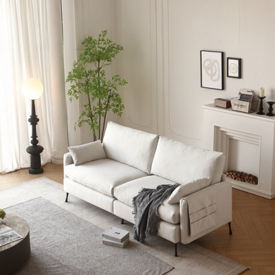 L 80 po de large taille 3 avec coussins d'accoudoirs et confort apaisant, blanc pour le salon, la chambre, le bureau, les sièges confortables,